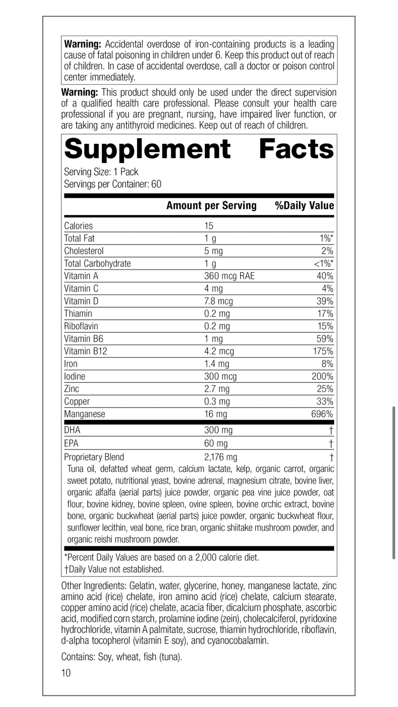 Standard Process Vitamin Packs