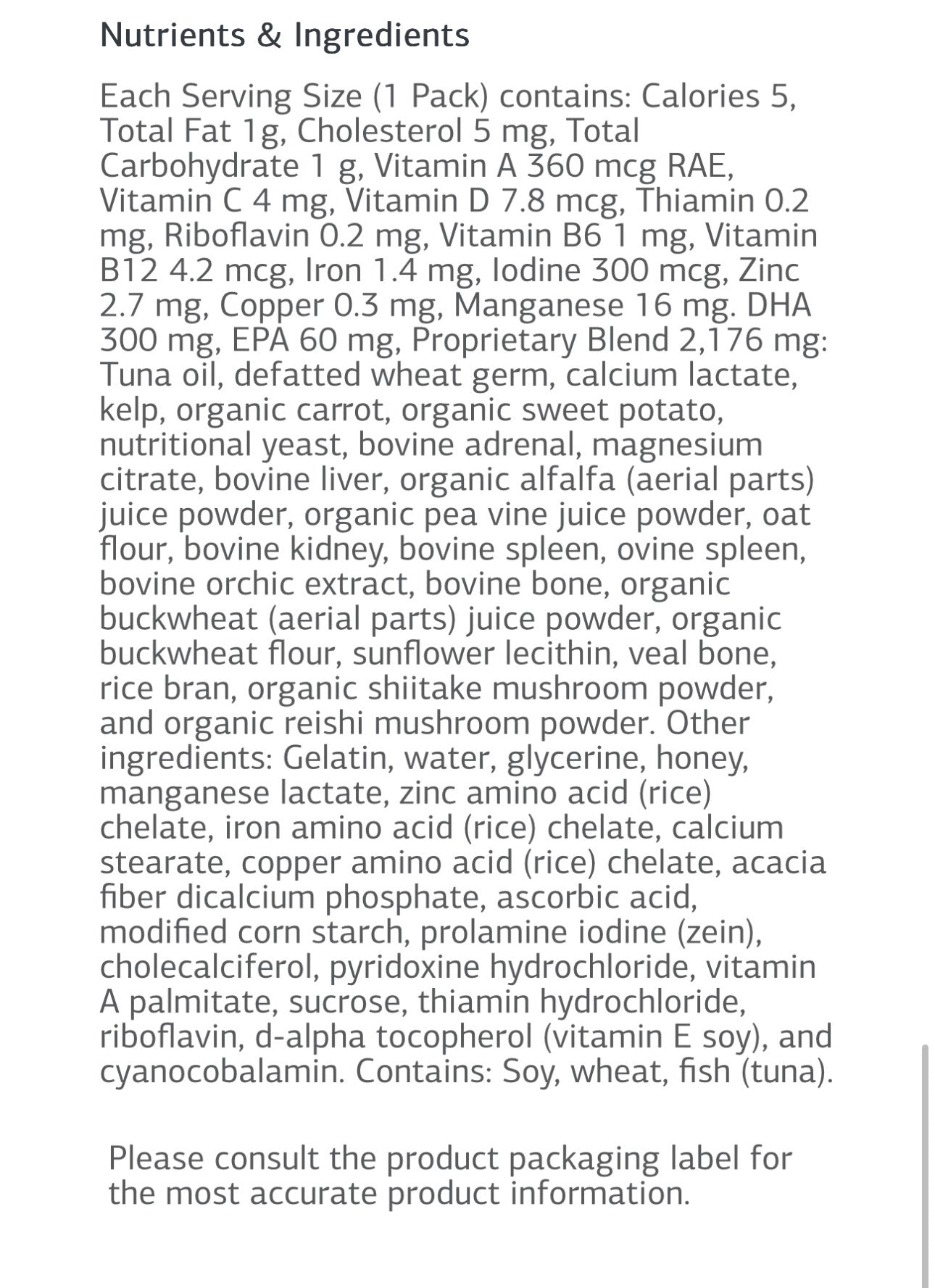 Standard Process Vitamin Packs